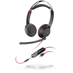 POLY Blackwire 5220 Kopfhörer Kabelgebunden Kopfband Anrufe/Musik USB Typ-C Schwarz, Rot Image