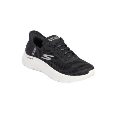 Wide Width Women's The Slip-Ins Go Walk Flex Sneaker by Skechers in Black Wide (Size 9 1/2 W)