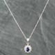 Second Hand Platinum 0.47ct Sapphire & 0.25ct Brilliant Cut Diamond Oval Pendant & 16 Inch Curb Chain 43141039