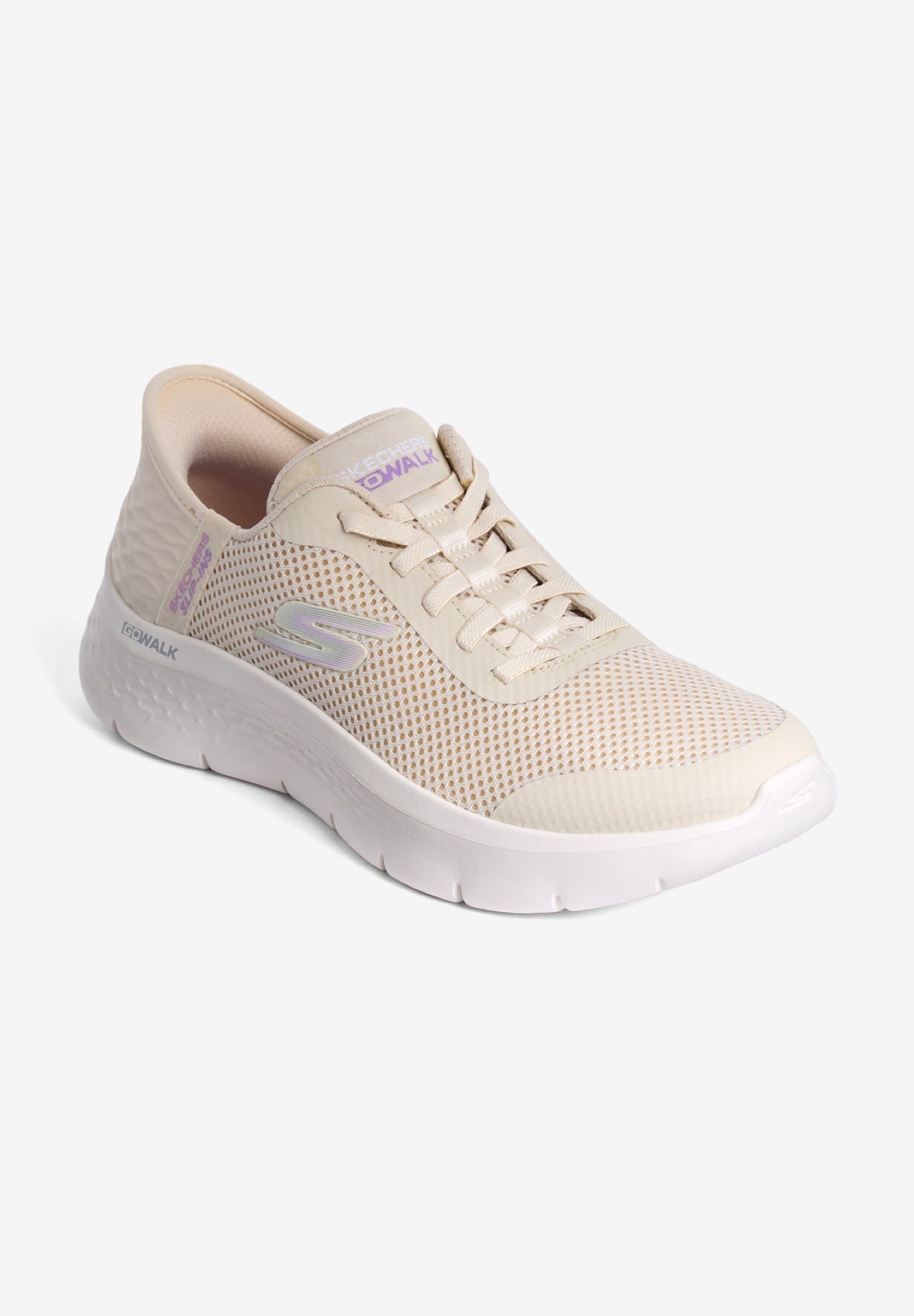 Wide Width Women's The Slip-Ins Go Walk Flex Sneaker by Skechers in Off White Wide (Size 8 1/2 W)
