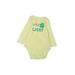 Carter's Long Sleeve Onesie: Green Solid Bottoms - Size Newborn