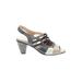 Fidji Heels: Slingback Chunky Heel Casual Gray Print Shoes - Women's Size 38 - Open Toe