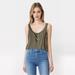 American Eagle Outfitters Tops | American Eagle Xs Green Button Henley Ribbed Knit Tank Top | Color: Green | Size: Xs