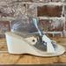 Coach Shoes | Coach Leather White Strap Vamp Wrapped Wedge Heels Slip On Size 9.5b | Color: White | Size: 9