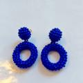 J. Crew Jewelry | J.Crew Blue Beads Beaded Cluster Retro Drop Dangle Earrings | Color: Blue/Gold | Size: Os