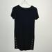 Madewell Dresses | Madewell Easy Side-Button Dress Black Short Sleeve V-Neck Shift Womens Size Xxs | Color: Black | Size: Xxs