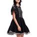 Free People Dresses | Free People Womens Size S Santiago Black White Embroidered Boho Baby Doll Dress | Color: Black/White | Size: S