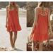 Anthropologie Dresses | Anthropologie Coral Embroidered Tunic Dress Small Petite Sp Pockets Beachy 9333 | Color: Orange | Size: Ps