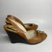 Michael Kors Shoes | Michael Kors Women's Sandal Mk Logo Wood Wedge Platform Size 8 Brown Leather | Color: Brown | Size: 8