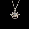 Disney Jewelry | Disney World Princess Crown Silver-Tone With Blue Swarovski Crystals Pendant | Color: Blue/Silver | Size: Os