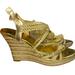 Michael Kors Shoes | Michael Kors Gold Colored Braided Strappy Wedges Size 5 In Excellent Condition | Color: Gold | Size: 5
