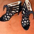 Nine West Shoes | Black Caged Peep Toe Heels | Color: Black | Size: 6.5