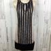 Free People Dresses | Free People Black Nude Beige Mesh Shift Dress Studded Trim Keyhole Front 6 | Color: Black/Cream | Size: 6