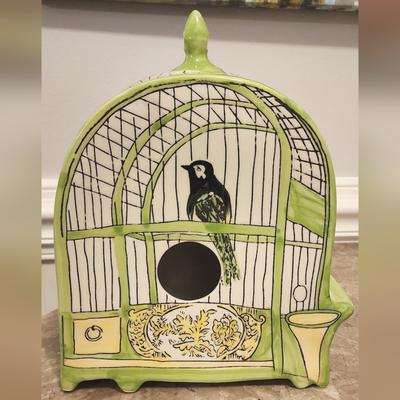 Anthropologie Accents | Molly Hatch Anthropologie Ceramic Birdhouse | Color: Green/White | Size: Os