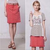 Anthropologie Skirts | Anthropologie Red Denim Skirt | Color: Red | Size: 28