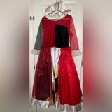 Disney Other | Disney Alice And Wonderland Costume Adult Sz Xl Queen Of Hearts Dress | Color: Black/Red | Size: Xl