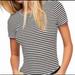 Free People Tops | Free People Intimately Black/White Striped Ribbed Short Sleeve Top Size Medium | Color: Black/White | Size: M