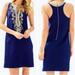 Lilly Pulitzer Dresses | Lilly Pulitzer Carlotta Stretch Shift Dress True Navy And Gold Sz 00 | Color: Gold | Size: 00