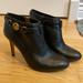 Coach Shoes | Coach Leather Ankle Bootie Heel | Color: Black/Gold | Size: 7