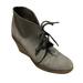 J. Crew Shoes | J. Crew Gray Suede Lace Up Wedge Comfortable Bootie-Size 7 | Color: Gray | Size: 7