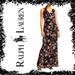 Ralph Lauren Dresses | $240 Nwt Ralph Lauren | Black Embellished Floral Sleeveless Maxi Dress | Size 2 | Color: Black | Size: 2