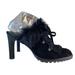 Coach Shoes | Coach 9618 Kristy Suede Heeled Mule Fur Trim Boots Lace Up Womens Black Size 9 B | Color: Black | Size: 9