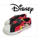 Disney Shoes | Disney Mickey Mouse Ears Cap Toe Velcro Sneaker Shoes Euc | Color: Black/Red | Size: 8