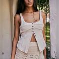 Free People Tops | Free People Beach Black Button Down Corset Tank Small Nwot | Color: Black | Size: S