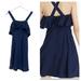 Madewell Dresses | Madewell Navy Blue Dress Sz 6 Rayon Apron Ruffle Sleeveless Summer Party New | Color: Blue | Size: 6