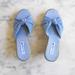 American Eagle Outfitters Shoes | American Eagle Fabric Top Wedge Sandals With 3.5" Heels. | Color: Blue | Size: 5.5