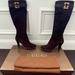 Gucci Shoes | Gucci Brown Suede Boots With Gold Metal “G” Logo At Cuff. Size 37.5 | Color: Brown | Size: 37.5