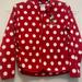 Disney Jackets & Coats | Disney Red And White Polka Dotted Fleece Jacket In L | Color: Red/White | Size: Lg