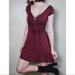 American Eagle Outfitters Dresses | Aeo- Soft And Sexy Maroon Lace-Up Dress | Color: Red | Size: Xs