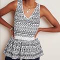 Anthropologie Tops | Anthropologie Maeve Cammie Embroidered Peplum Sleeveless Top | Color: Black/White | Size: S