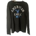 American Eagle Outfitters Tops | American Eagle Outfitters Long Sleeve Black Eagle Cotton Large Bust 21" Read | Color: Black | Size: Lg