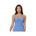 Jessica Simpson Swim | Jessica Simpson Women's Blue Halter Smocked Tie Underwire Tankini Swimsuit Top M | Color: Blue | Size: M