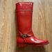 Michael Kors Shoes | Michael Kors Red Rain Tall Boots | Color: Red/Silver | Size: 7