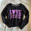 Pink Victoria's Secret Tops | ($6) Love Pink Crewneck Sweater | Color: Black/Purple | Size: S