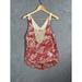 Anthropologie Tops | Anthropologie Tiny Tank Top Womens Size Xs Red Boho Gold Sequins Crochet Boho | Color: Cream/Red | Size: Xs