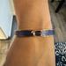 Coach Jewelry | Coach Womens Rose Gold With Blue Leather Hinged Bangle Bracelet | Color: Blue | Size: Os