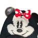 Disney Accessories | Disney Minnie Mouse Black Beanie With Bow Winter Hat | Color: Black/White | Size: Os