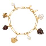 Kate Spade Jewelry | Kate Spade Picnic Perfect Strawberry Bee Pearl Charm Gold Bracelet | Color: Gold/Red | Size: Os