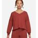 Nike Tops | New! Nike Yoga Luxe Fleece V-Neck Redstone Brown Oversized Sweatshirt Womens Lar | Color: Brown | Size: Large