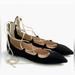 J. Crew Shoes | J. Crew Suede Lace Up Flats Black And Gold- 8.5 | Color: Black/Gold | Size: 8.5