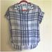 American Eagle Outfitters Tops | Aeo American Eagle Outfitters Button Down Plaid Short Sleeve Shirt Size S | Color: Blue/White | Size: M