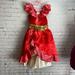 Disney Dresses | Disney Store Elena Of Avalor Red And Gold Satin Dress With Belt Size 4 | Color: Gold/Red | Size: 4g