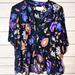 Anthropologie Tops | Anthropologie Shirt Womens Small Floral Flowy Boho Ruffle Hi Low Black Purple | Color: Black | Size: S