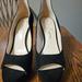 Jessica Simpson Shoes | Jessica Simpson Faux Suede Platform Peeptoe Heels Size 7 | Color: Black | Size: 7