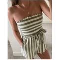 American Eagle Outfitters Pants & Jumpsuits | American Eagle Striped Strapless Romper | Color: Green/White | Size: M