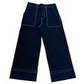 Anthropologie Jeans | Anthropologie Wide Legs Capri Dark Indigo Jeans Size 30 Big Pockets Front & Back | Color: Black/Blue | Size: 30